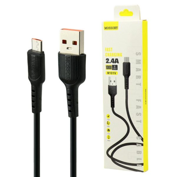 کابل Micro USB فست شارژ Mossory M101V 2.4A 1m