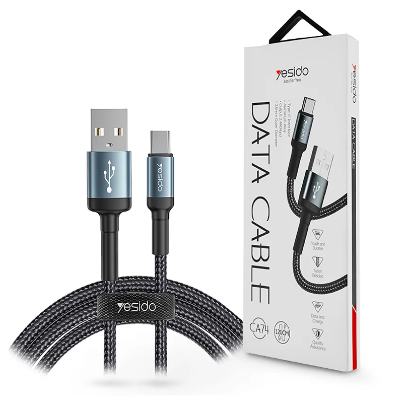 کابل تبدیل USB به TYPE-C یسیدو مدل ca74 طول 1.2 متر 1 کابل تبدیل USB به TYPE-C یسیدو مدل ca74 طول 1.2 متر