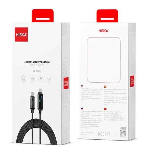 کابل تبدیل Type-C PD 60W به Type-C هیسکا مدل LX19CC طول 1 متر